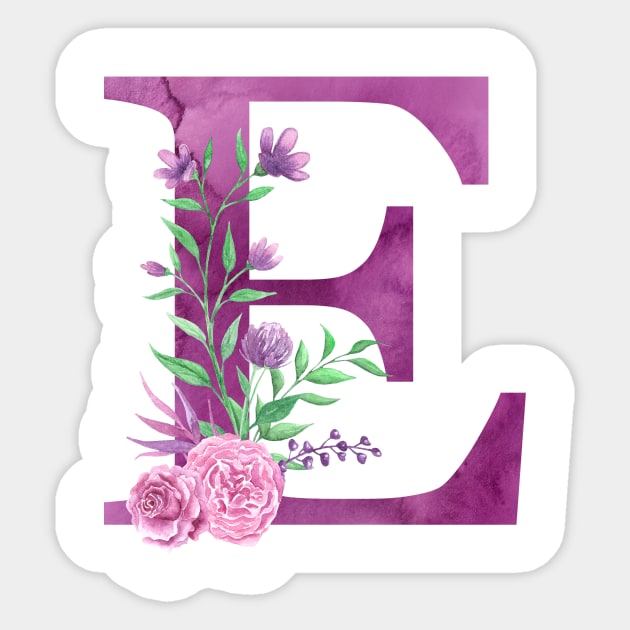 Floral Monogram E Beautiful Rose Bouquet Sticker by floralmonogram